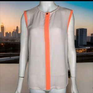 Ted Baker Sheer Neon & Soft Peach Sleeveless Top